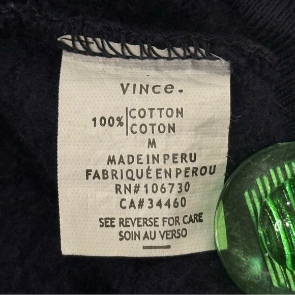 Vince Tunic Hoodie Sweatshirt Deep V Navy Cotton Medium Coastal Chic Beachy - Picture 5 of 10